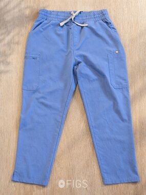 FIGS Men’s Cargo Scrub Pants Large Blue Technical Collection Drawstring Stretch